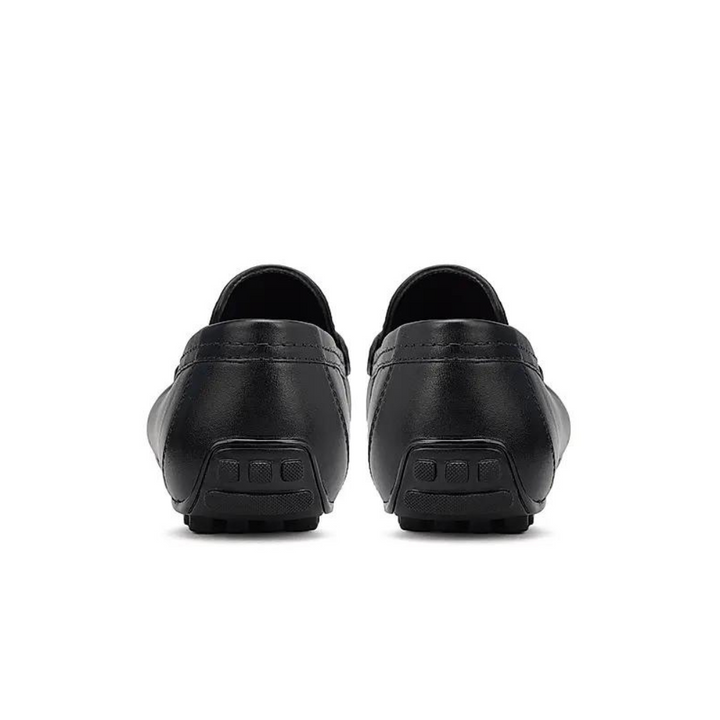 Black Woven Leather Moccasins