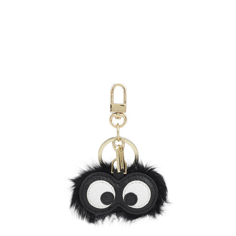 Fur Wax Leather Key Chain - Black