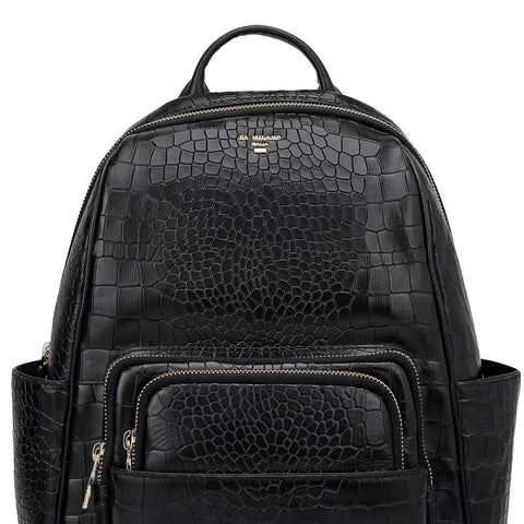 Croco Leather Backpack - Black