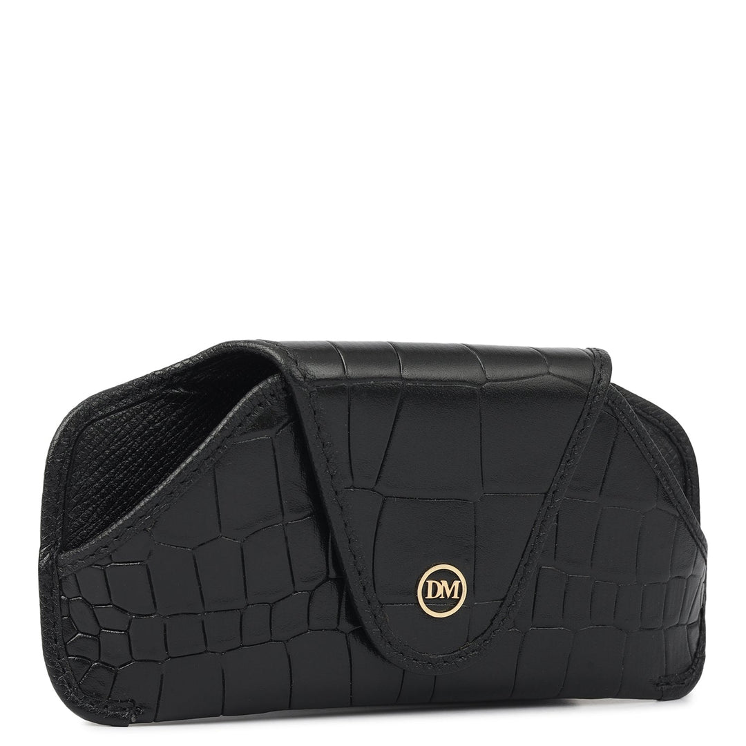 Croco Leather Spectacle Case - Black