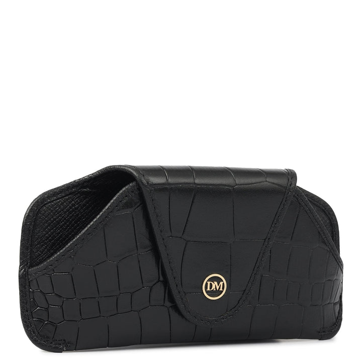 Croco Leather Spectacle Case - Black