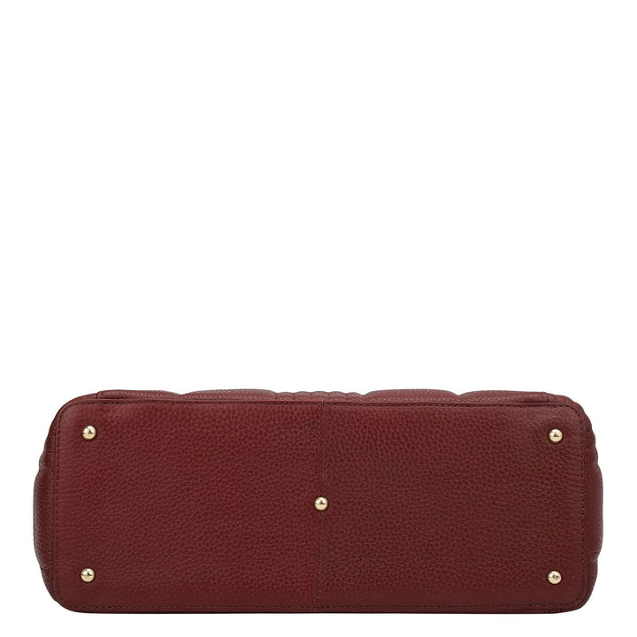 Medium Wax Stripe Leather Tote - Wine
