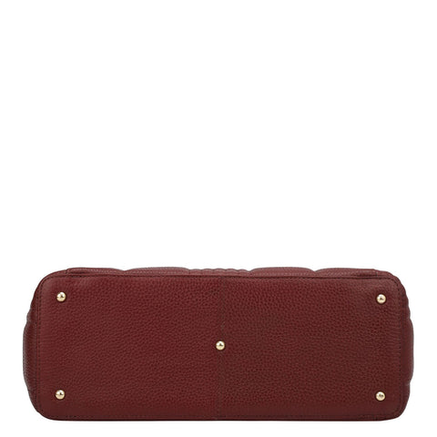 Medium Wax Stripe Leather Tote - Wine