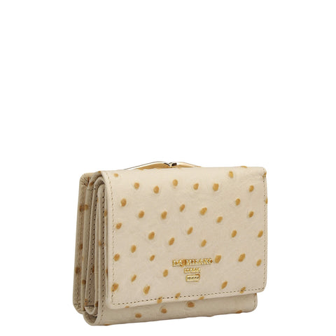 Ostrich Leather Ladies Wallet - Vanilla