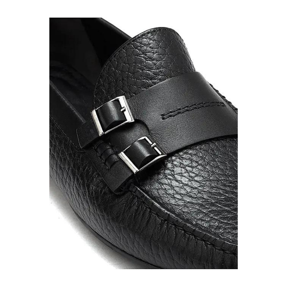 Black Monk Strap Style Moccasins