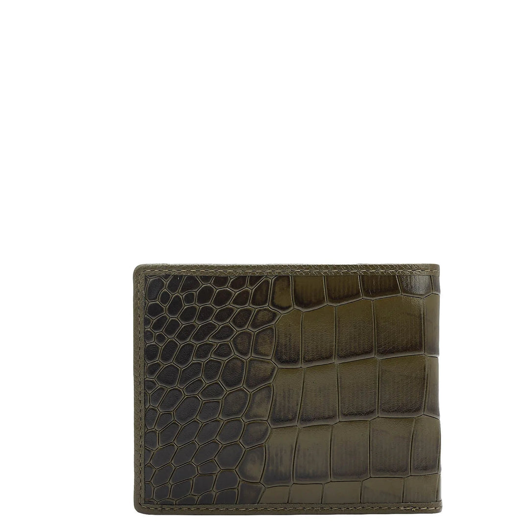 Military Green Bifold Leather Mens Wallet