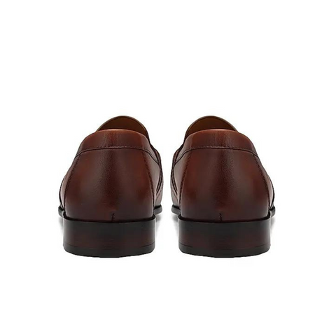 Tan Leather Loafers With Panel