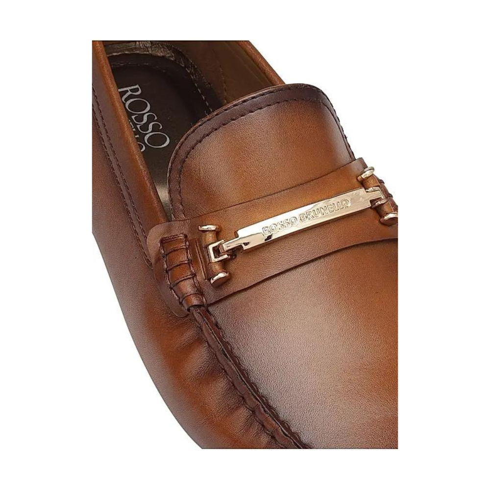 Tan Moccasins With Metal Buckle