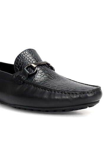 Blue Croco Textured Moccasins