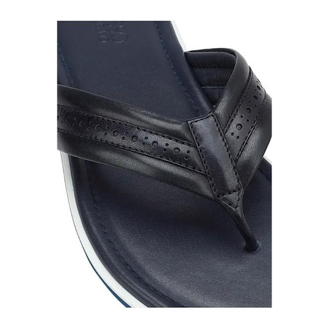 Navy Thong Leather Slippers