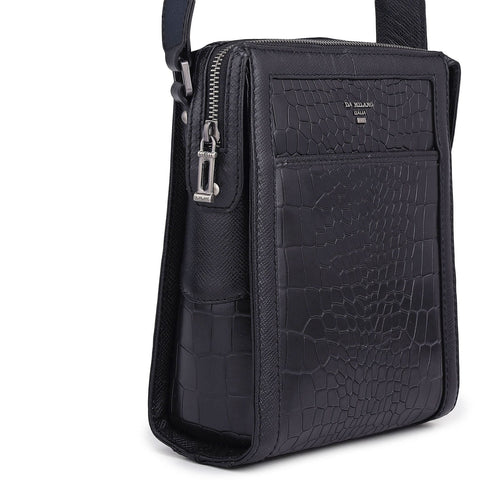 Croco Franzy Leather Men Sling - Black