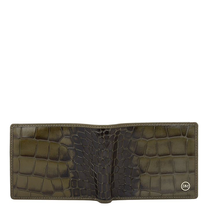 Military Green Bifold Leather Mens Wallet