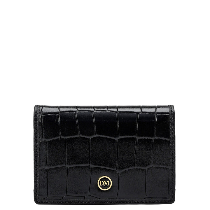 Croco Leather Card Case - Black