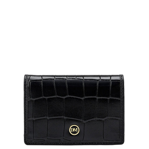 Croco Leather Card Case - Black