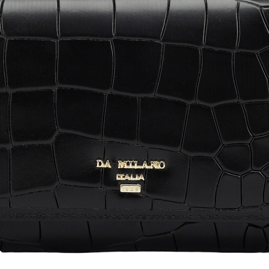 Croco Leather Ladies Wallet - Black