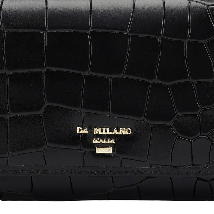 Croco Leather Ladies Wallet - Black