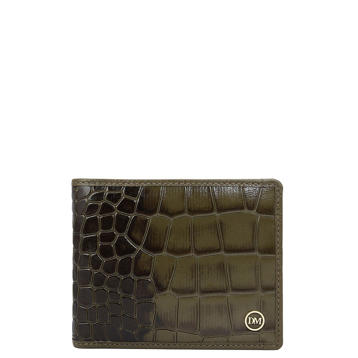 Military Green Bifold Leather Mens Wallet