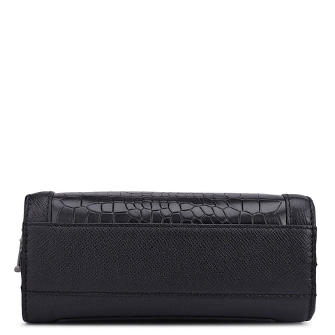 Croco Franzy Leather Men Sling - Black
