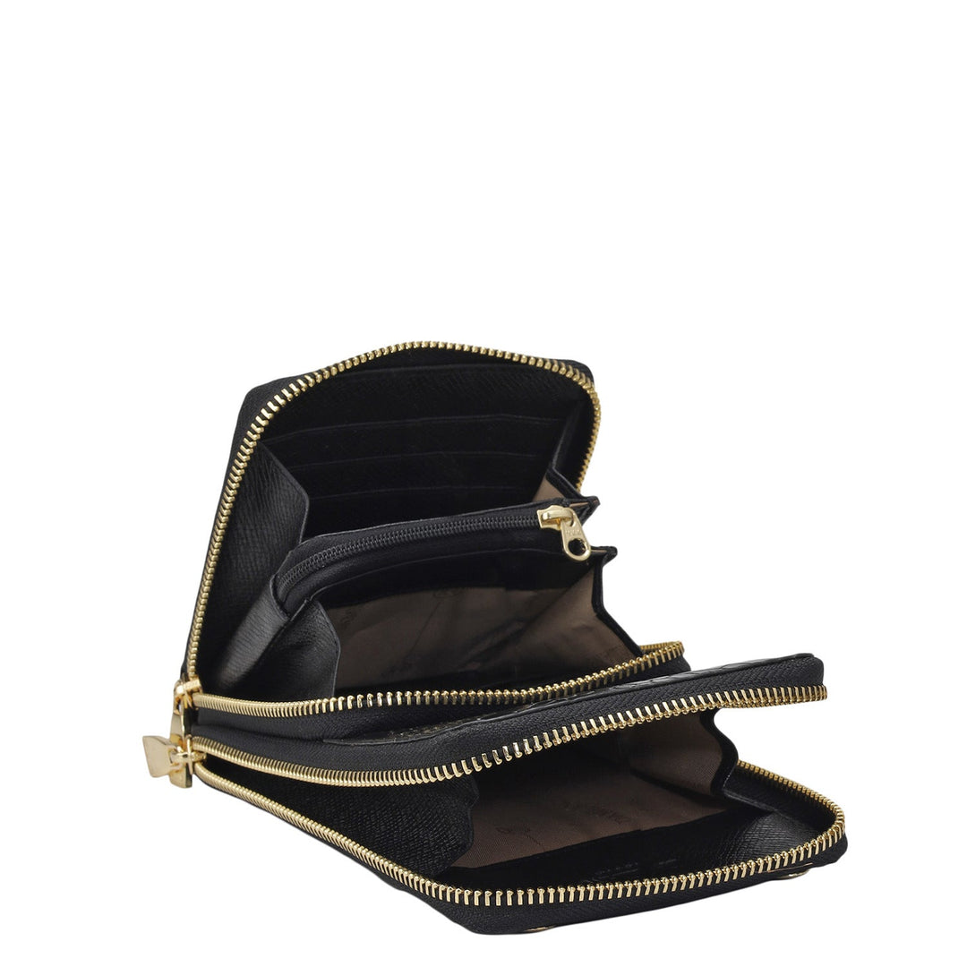 Croco Leather Crossbody - Black