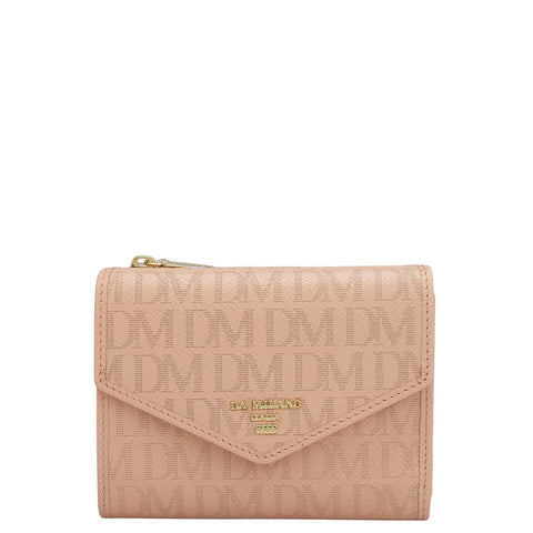 Monogram Leather Ladies Wallet - Peach