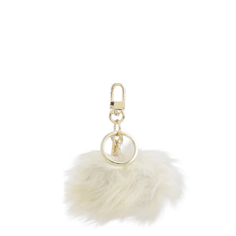Fur Wax Leather Key Chain - White