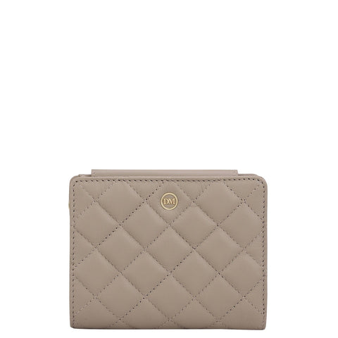Quilting Leather Ladies Wallet - Taupe