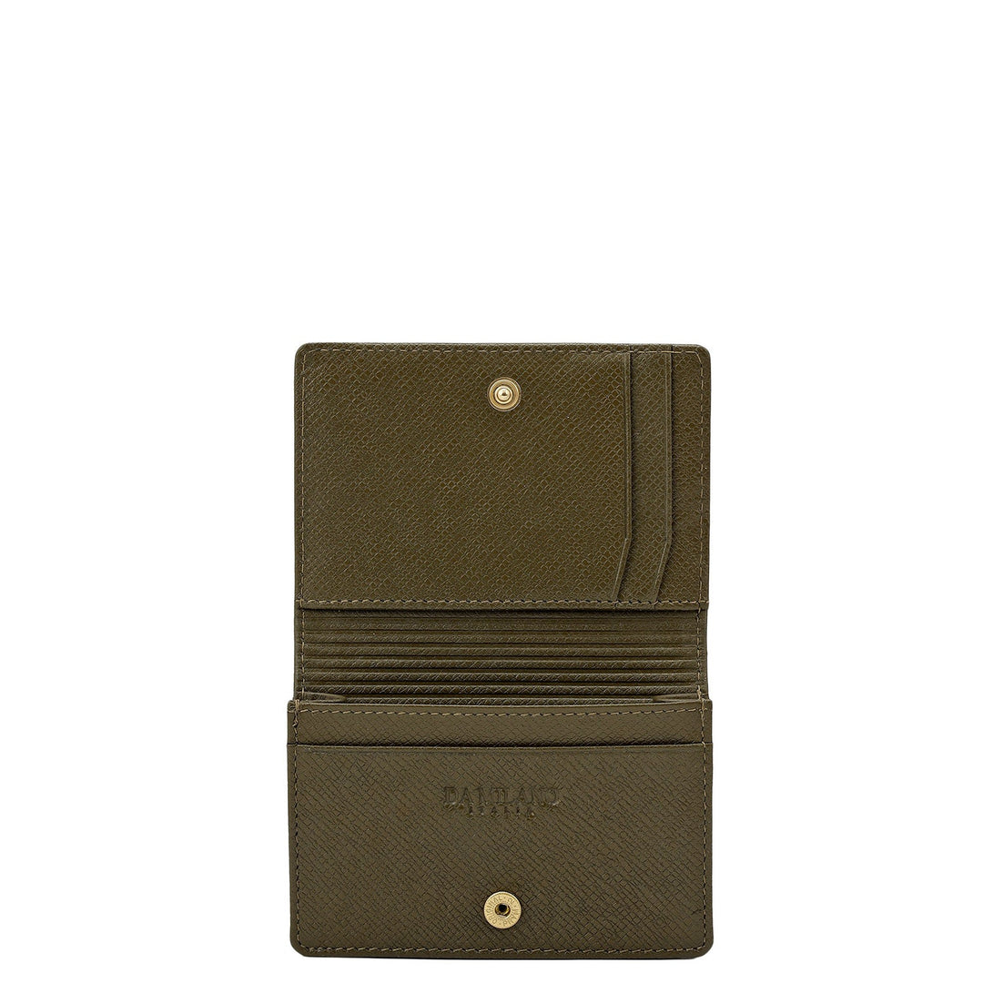 Croco Leather Card Case - Military Green