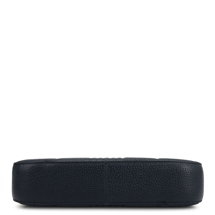 Small Wax Stripe Leather Baguette - Navy