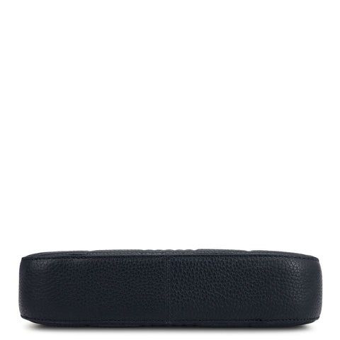Small Wax Stripe Leather Baguette - Navy