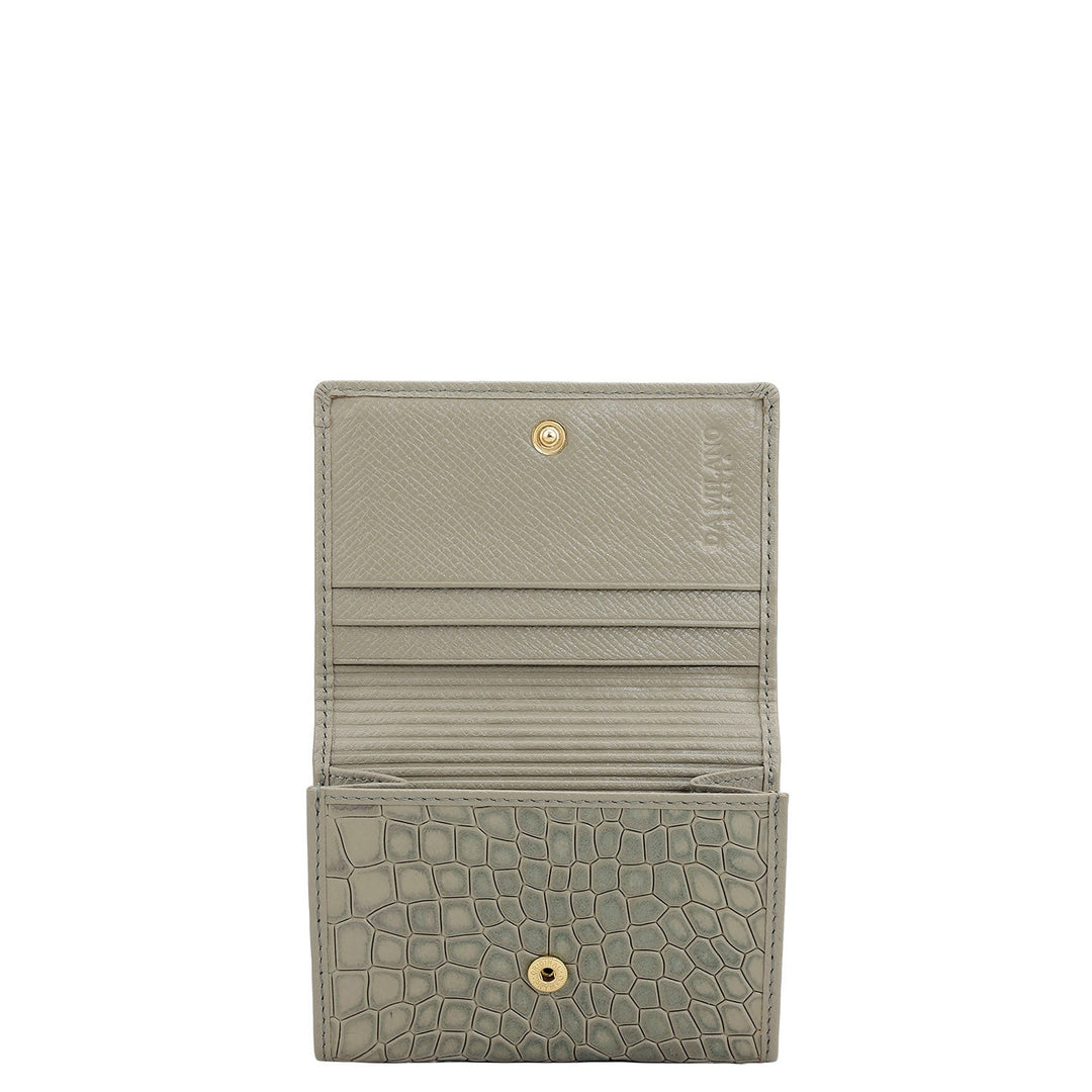 3 Slots Leather Card Case - Stone Grey