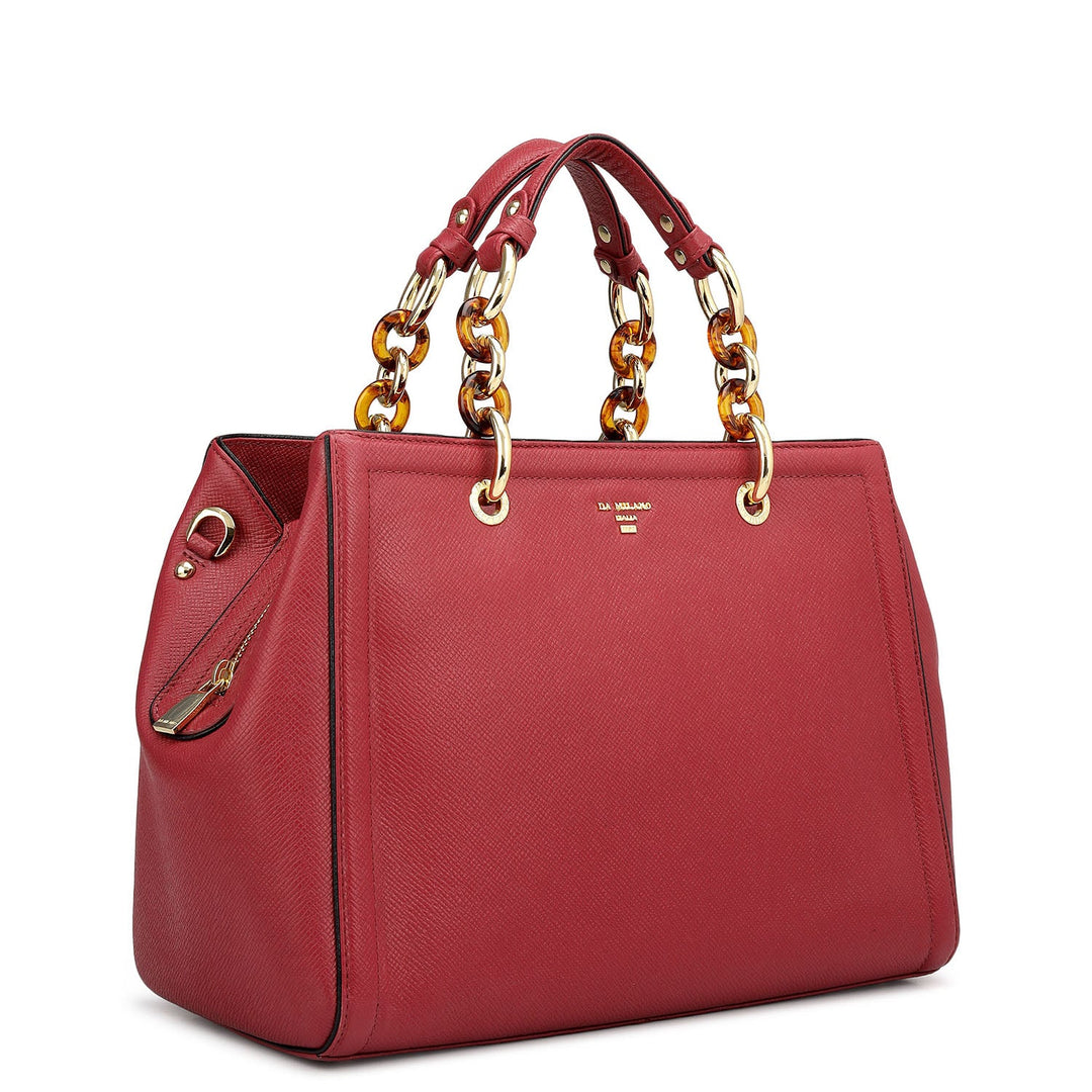 Medium Franzy Leather Satchel - Plumberry