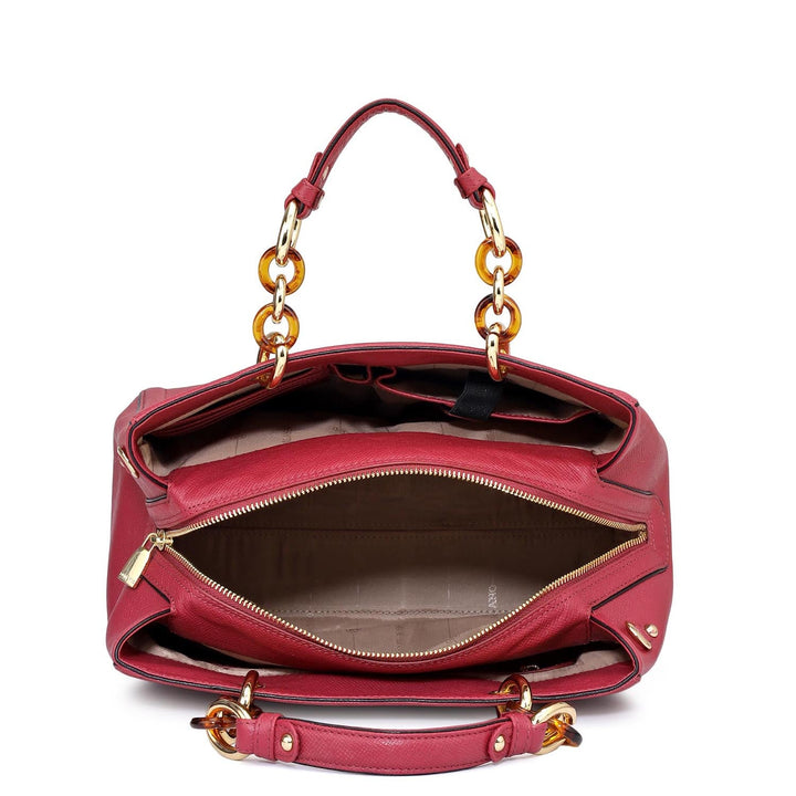 Medium Franzy Leather Satchel - Plumberry