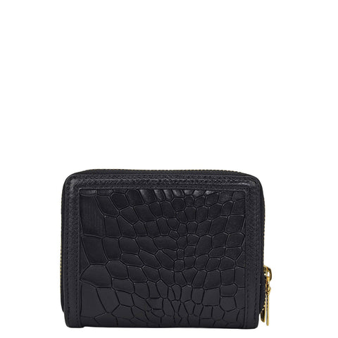 Croco Leather Ladies Wallet - Black