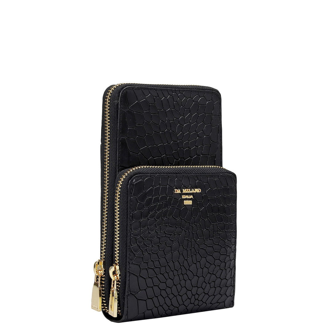 Croco Leather Crossbody - Black