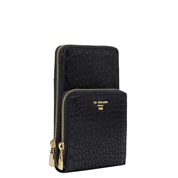 Croco Leather Crossbody - Black