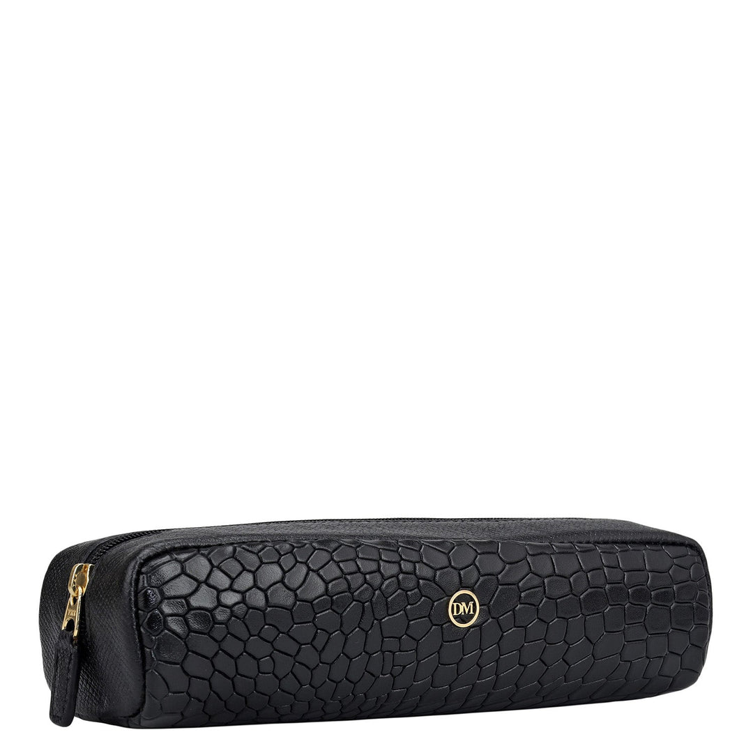 Croco Franzy Leather Multi Pouch - Black