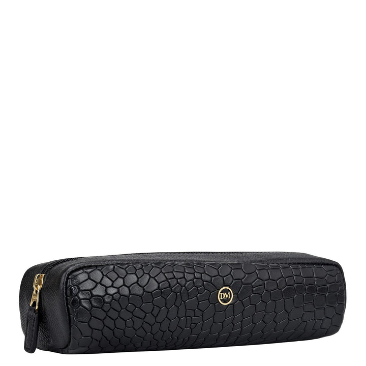 Croco Franzy Leather Multi Pouch - Black