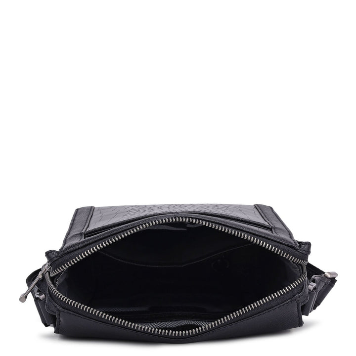 Croco Franzy Leather Men Sling - Black
