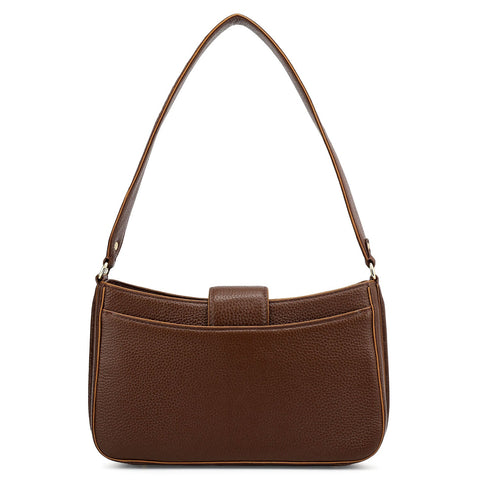 Small Wax Leather Baguette - Espresso