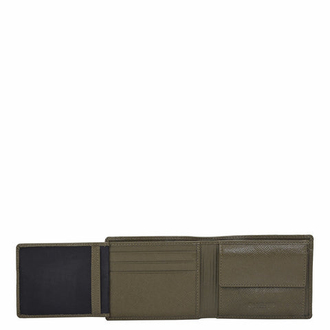 Military Green Bifold Leather Mens Wallet