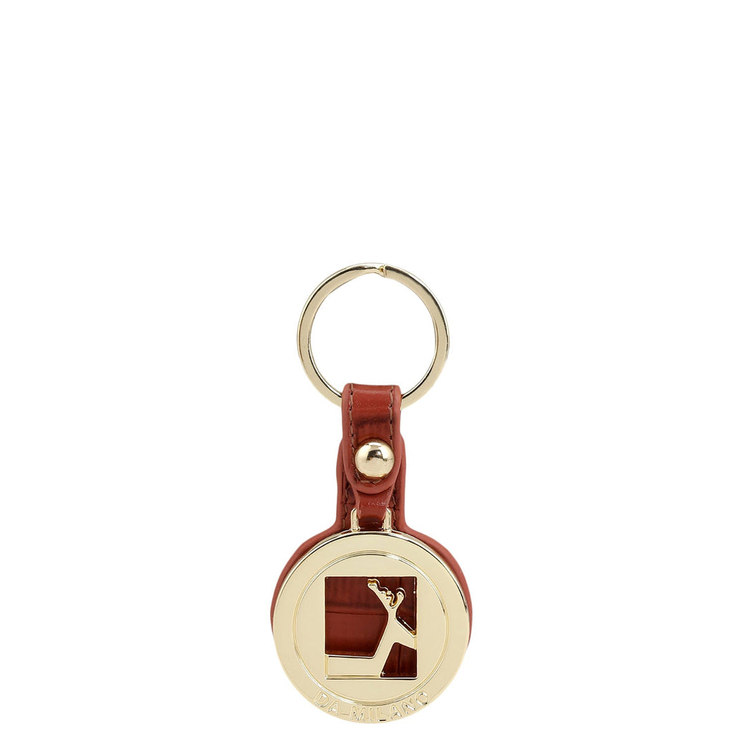 Croco Leather Key Chain - Brick