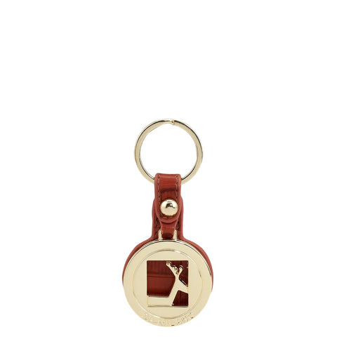 Croco Leather Key Chain - Brick