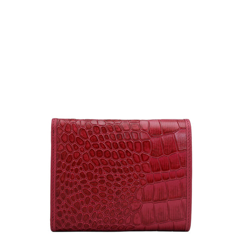 Croco Leather Ladies Wallet - Plumberry