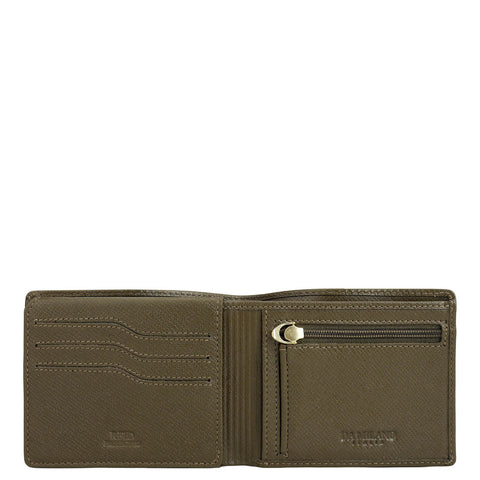 Military Green Bifold Leather Mens Wallet
