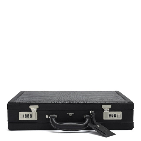 Croco Franzy Leather Briefcase - Black