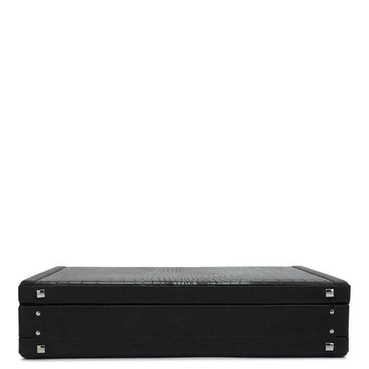Croco Franzy Leather Briefcase - Black