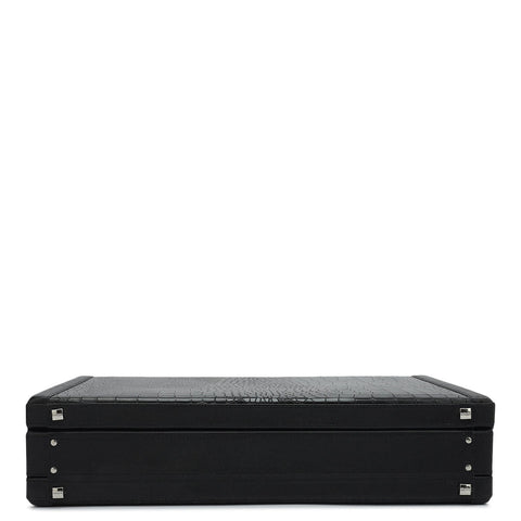 Croco Franzy Leather Briefcase - Black