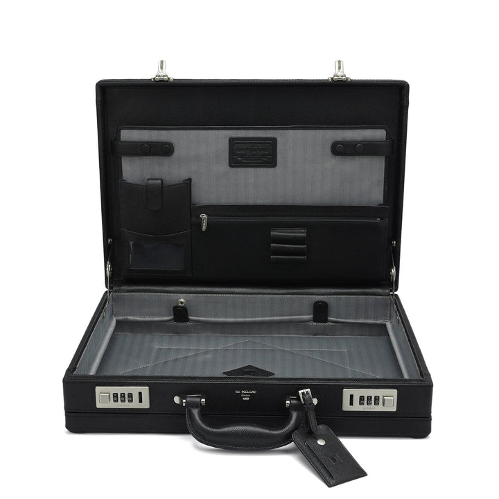 Croco Franzy Leather Briefcase - Black