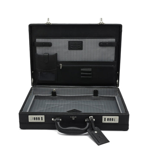 Croco Franzy Leather Briefcase - Black