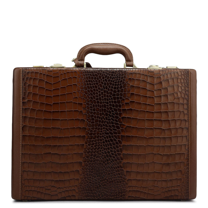 Croco Franzy Leather Brief Case - Date